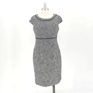 Karl Lagerfeld Tweed Sheath Dress Black White 10 preppy paris Business casual